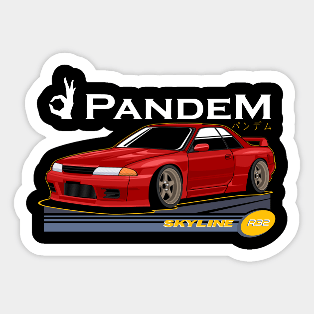 Skyline GTR R32 Pandem Sticker by masjestudio